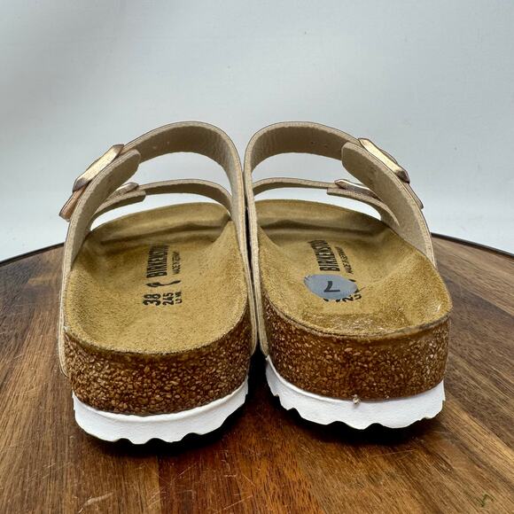 Birkenstock Arizona Gator Gleam Copper Slides Narrow Size 38 Women's 7 - Picture 4 of 9